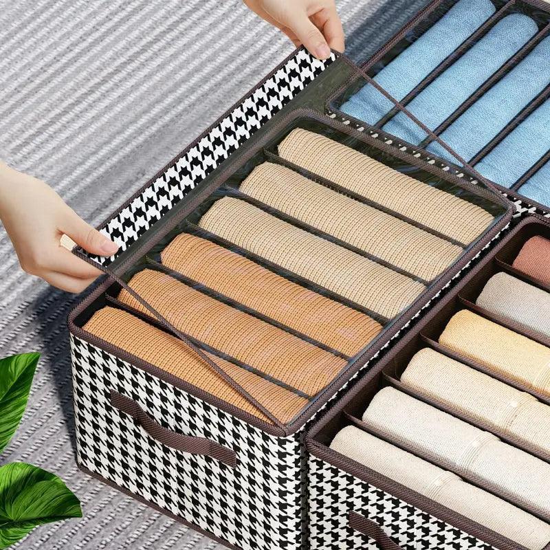 Organizador de roupas, Caixa organizadora; Organizador com tampa transparente, Caixa empilhável para guarda-roupa; StoreBox™ organizador dobrável com tampa, Caixa organizadora para otimização de espaço no guarda-roupa