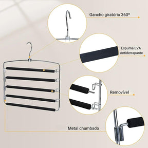 organização de armário, cabide inteligente, otimização de espaço no armário, cabide multifuncional para calças, cabide de aço inoxidável para roupas, solução de organização para pequenos espaços