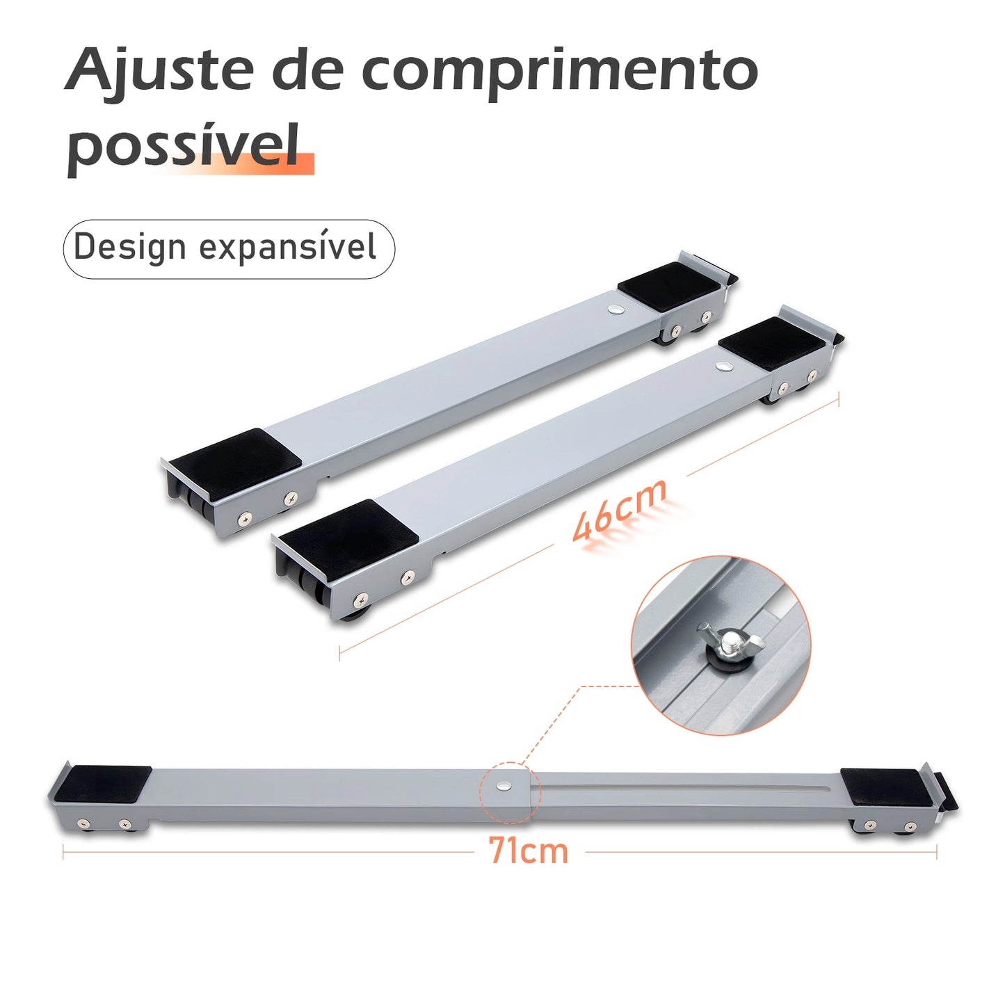 Suporte para móveis, Base ajustável, Rodinhas ajustáveis para móveis, Suporte móvel para geladeiras, Base ajustável com rodinhas para máquina de lavar, Suporte resistente para mover móveis pesados