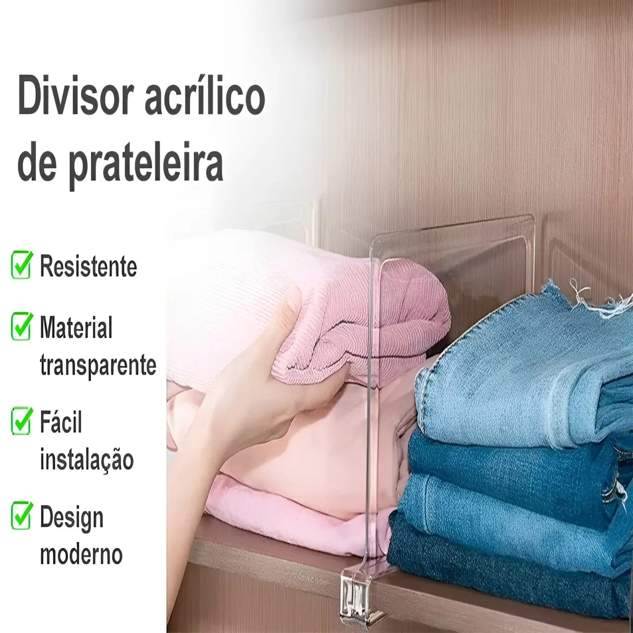 divisores acrílicos, organização de prateleiras, divisores para closet, organizador de banheiro, divisórias para armário, divisores flexíveis para prateleiras