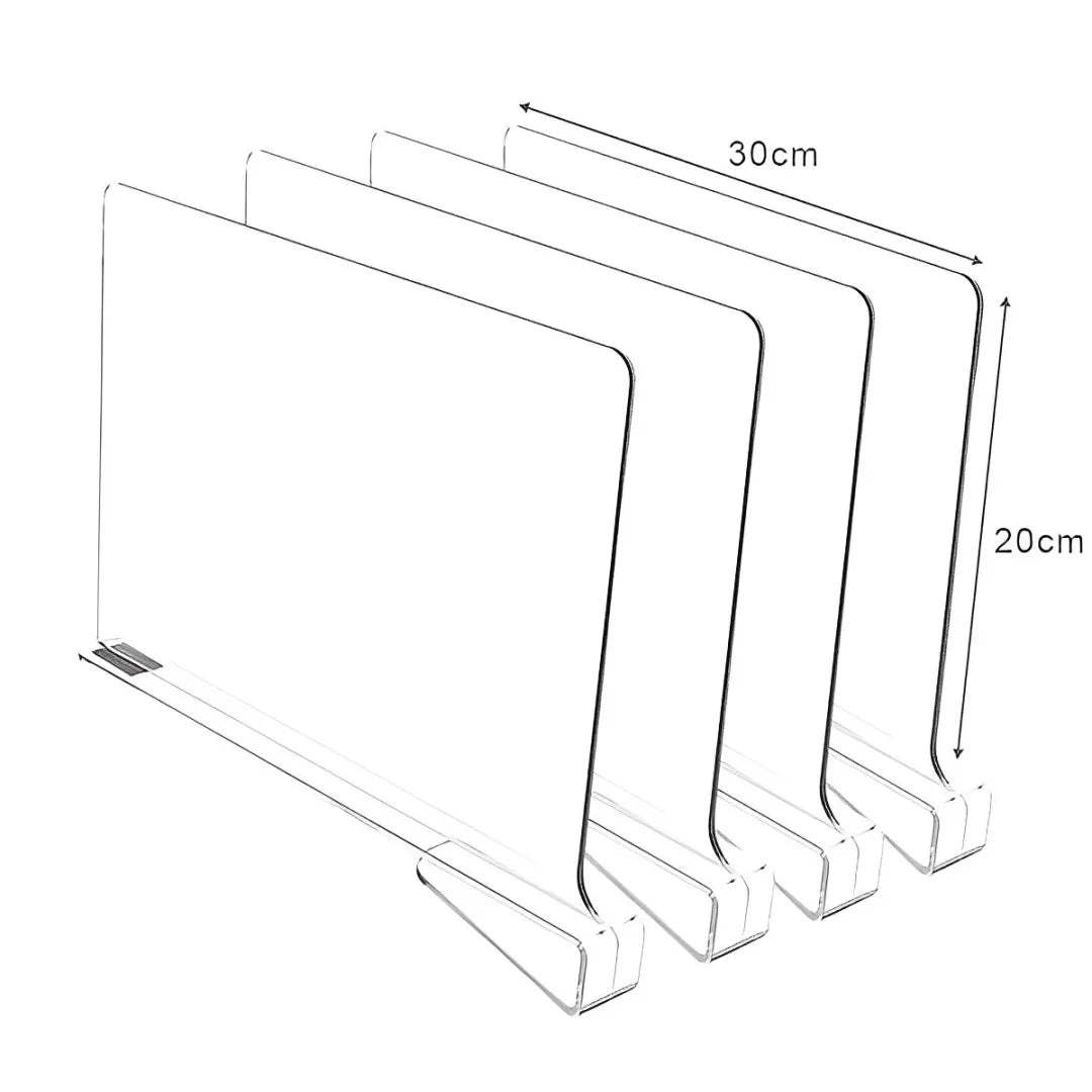 divisores acrílicos, organização de prateleiras, divisores para closet, organizador de banheiro, divisórias para armário, divisores flexíveis para prateleiras