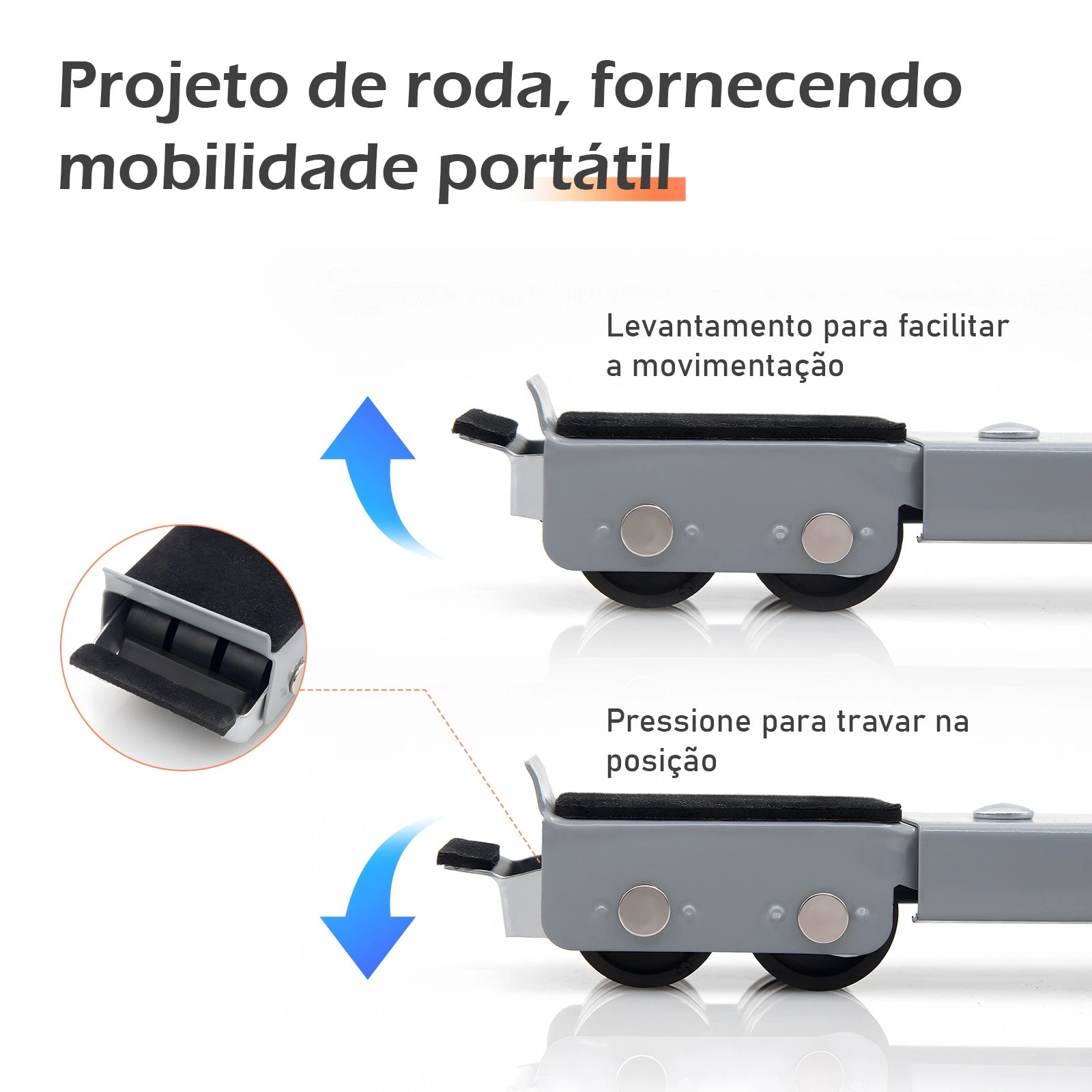 Suporte para móveis, Base ajustável, Rodinhas ajustáveis para móveis, Suporte móvel para geladeiras, Base ajustável com rodinhas para máquina de lavar, Suporte resistente para mover móveis pesados