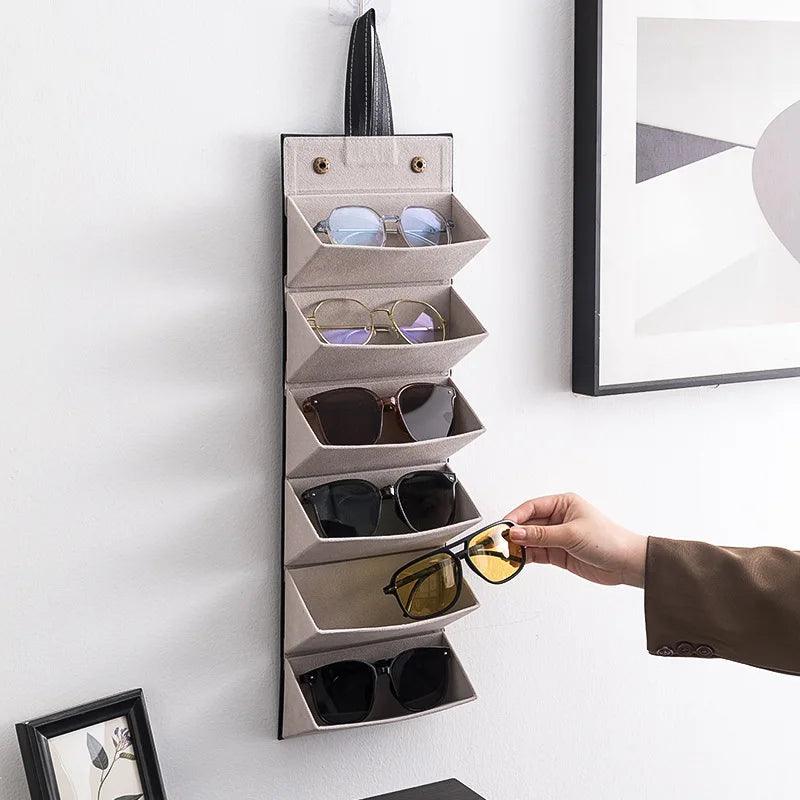 Organizador de óculos, organizador de parede, porta óculos compacto, organizador de espaço pequeno, organizador dobrável de óculos, organizador de óculos para viagem