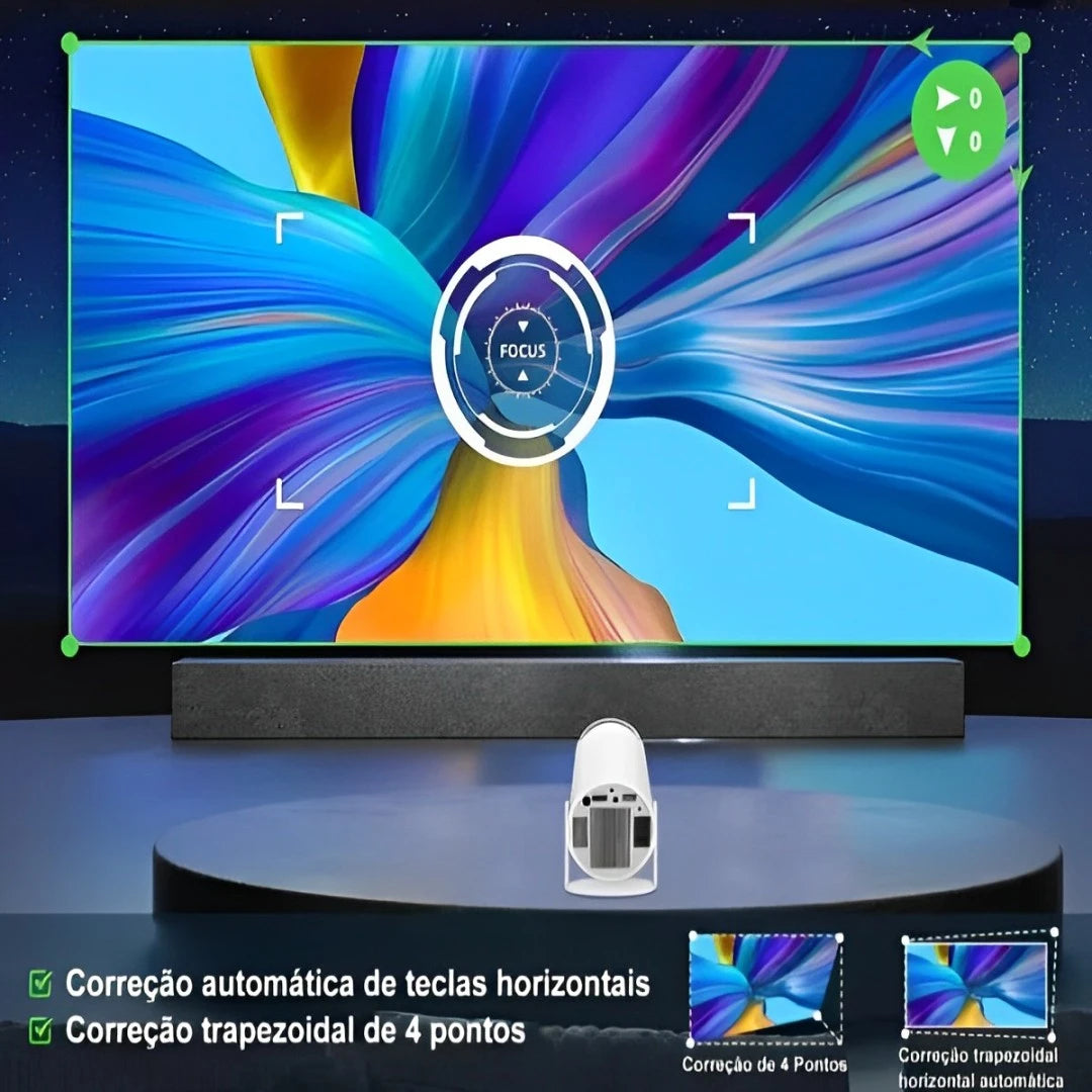 Projetor portátil, Cinema em casa, Projetor portátil Full HD, Projetor com Android integrado, Melhor projetor portátil para filmes e jogos, Projetor compacto com espelhamento de tela e Bluetooth