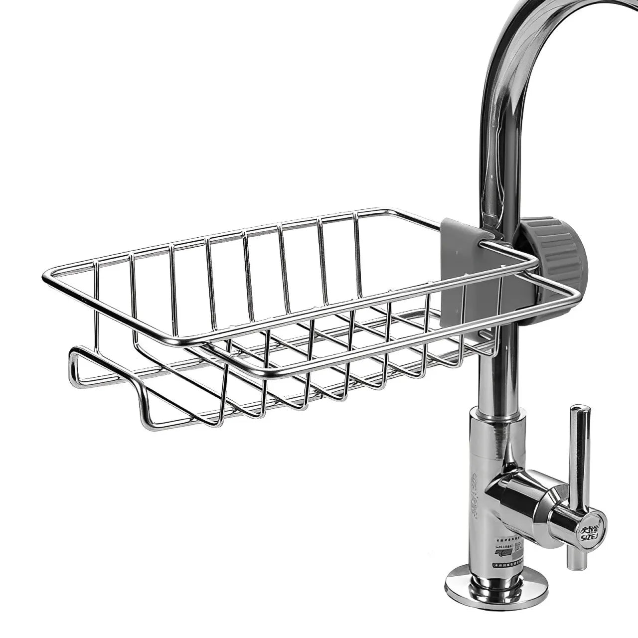 Organizador de pia, suporte de pia, organizador de pia em aço inox, suporte compacto para cozinha, organizador de pia para torneiras de até 25mm, suporte prático e resistente para otimizar espaço na cozinha