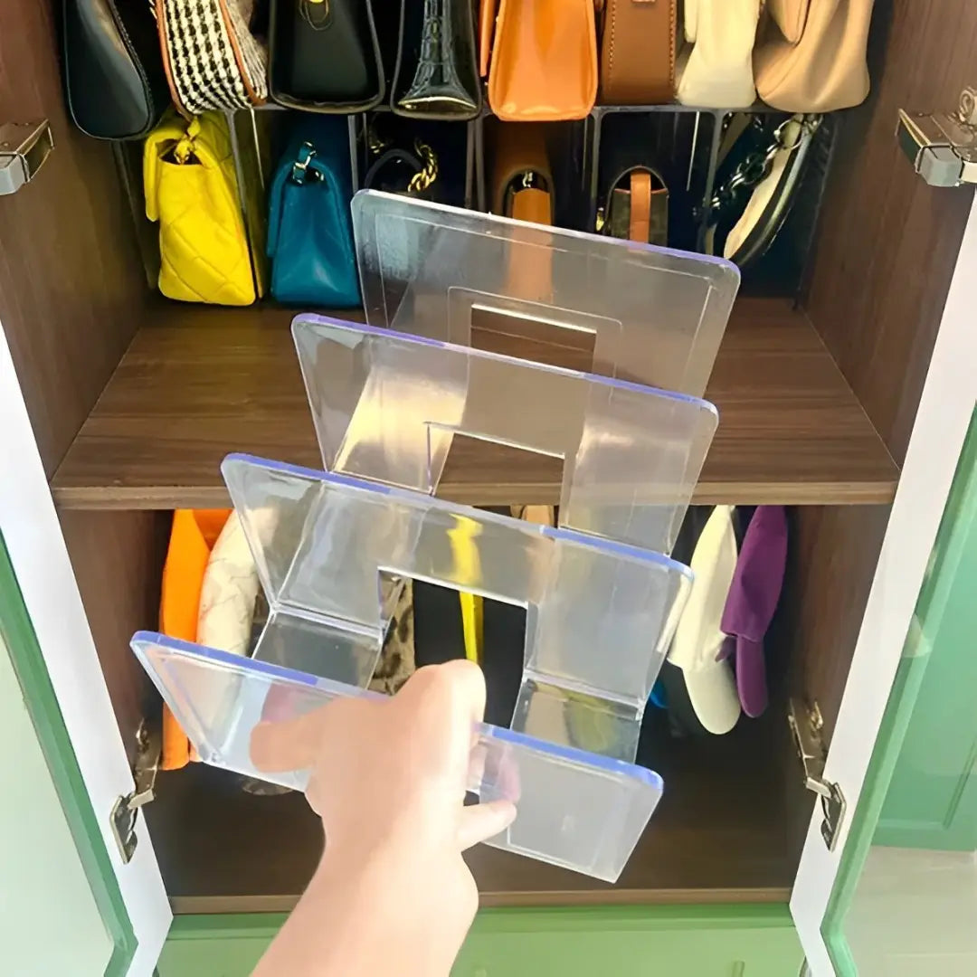 Organizador de bolsas, divisórias acrílicas, organizador de bolsas com divisória, organizador de bolsas para closets, organizador de bolsas acrílico resistente, organizador para bolsas e acessórios compactos