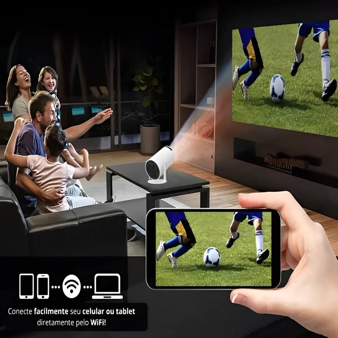 Projetor portátil, Cinema em casa, Projetor portátil Full HD, Projetor com Android integrado, Melhor projetor portátil para filmes e jogos, Projetor compacto com espelhamento de tela e Bluetooth